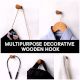 Natural Brown Wooden Wall Hooks-Pack of 10