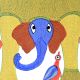 Hand-Painted Beautiful Elephant Gond Art Painting by Durgabai Vyam