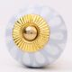 Grey White Ceramic Floral Drawer Knob