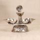 Silver Finish Brass Aarti Oil Lamp with Cobra Handle for Prayer Room