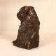 Dark Finish Handmade Brass Dog Statue in Sitting Position