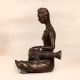 Brown Finish Brass Lady Musician Statue for Vintage Collection