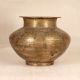 Engraved Gujarati Brass Holy Water Pot in Brown Finish for Decor