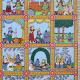 Lord Krishna's Life Pattachitra Painting on Cloth Paper for Prayer Room