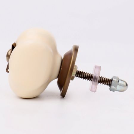 Solid Cream Square Ceramic Wardrobe Knob
