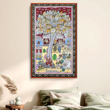 Beautiful Pattachitra Painting of Ramcharitmanas Sundar Kaand on Cloth Paper