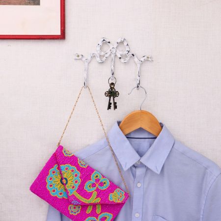 White Black Bow Shape Iron Hook