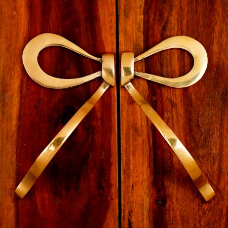 Golden Brass Bow Cabinet Door Handle 1 Pair (Large Size)