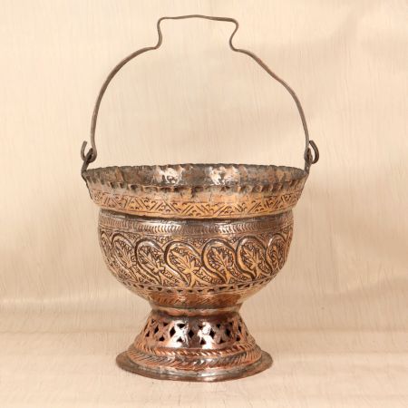Handmade Vintage Finish Copper Bucket for Home Decoration