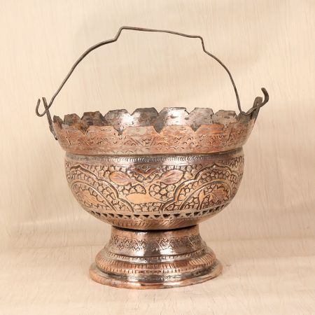 Vintage High-Quality Copper Bucket with Handle for Decoration