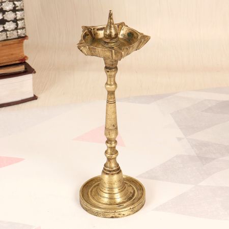 Sturdy Handmade Brass Oil Lamp in Traditional Design for Decor