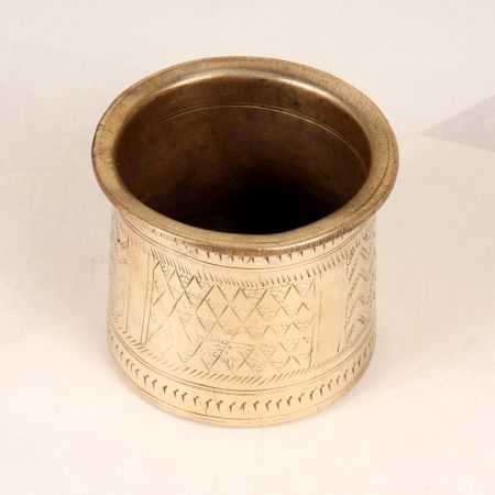 Engraved Beautiful Finest Brass Panchpatra Pot for Prayer Room