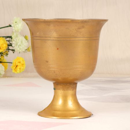 Golden Premium Brass Flower Pot in South Indian Art for Decor