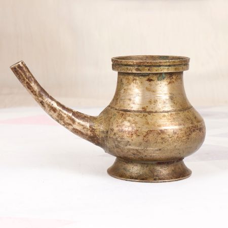 South Indian Brass Holy Water Pot with Spout for Prayer Room