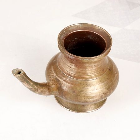 Handmade Indian Holy Brass Water Pot with Spout for Decoration