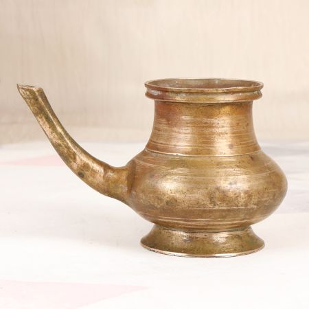 Handmade Indian Holy Brass Water Pot with Spout for Decoration