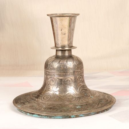Grey Finish Brass Hookah Base with Carving from Hyderabad