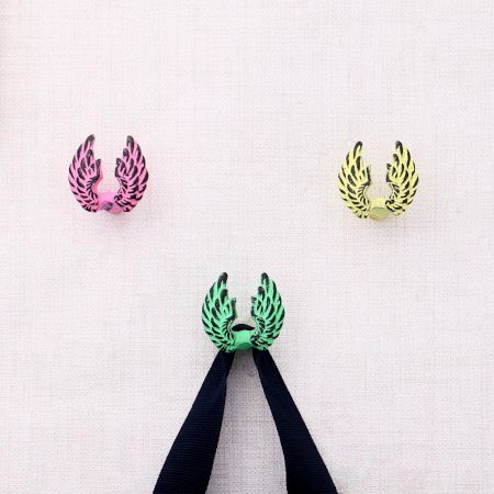 Multicolor Angel Wings Iron Wall Hooks-3 Pieces