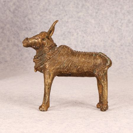 Vintage Handmade Brass Tribal Nandi in Standing Position
