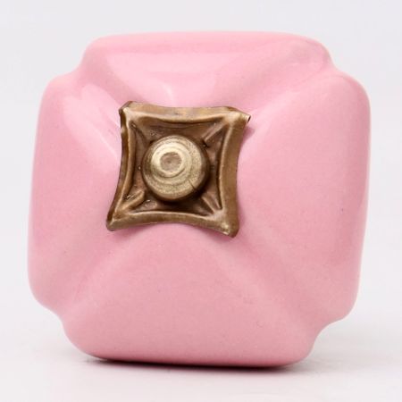 Pink Handmade Ceramic Square Cabinet Knob