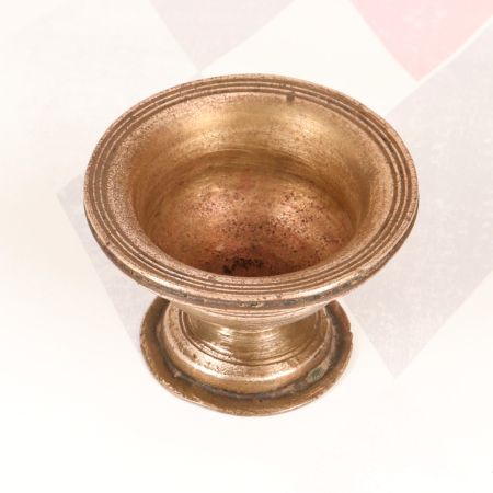 Handmade Brown Brass Holy Kumkum Cup in Vintage Finish