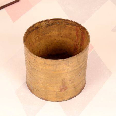 Handcrafted Engraved Brass Measurement Pot in Vintage Finish