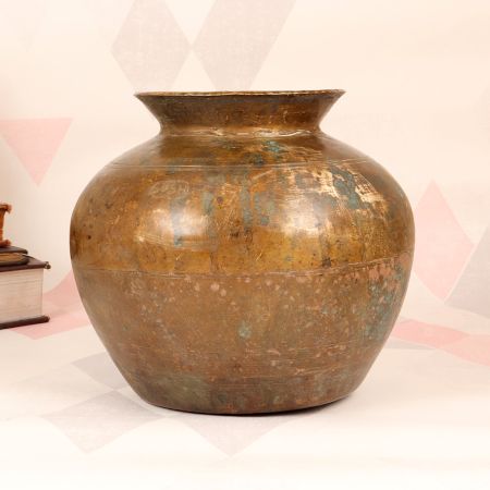 Himalayan Art Plain Finish Brass Holy Water Pot for Indoor Decor