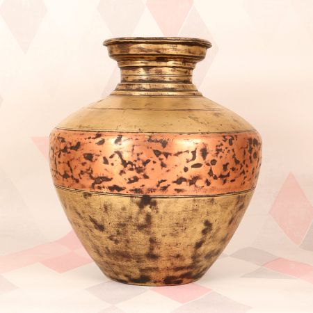 Handcrafted Vintage Brass Copper Holy Water Pot in Himalayan Art