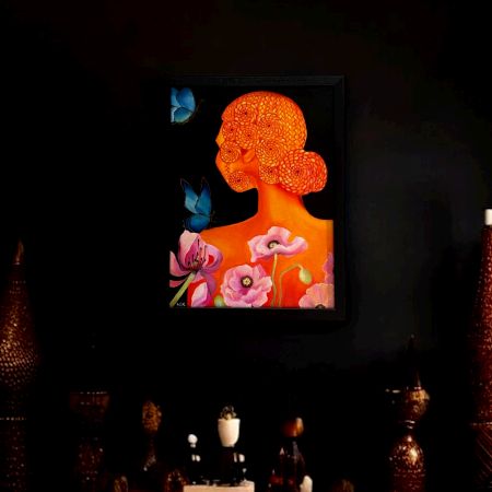 Woman Oil Canvas Painting with Braid Pattern By Natasha Harshit Guliani 40 x 30 cm