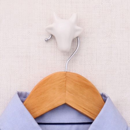 White Handmade Cow Face Ceramic Wall Hook