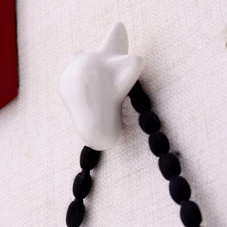 White Handmade Cow Face Ceramic Wall Hook