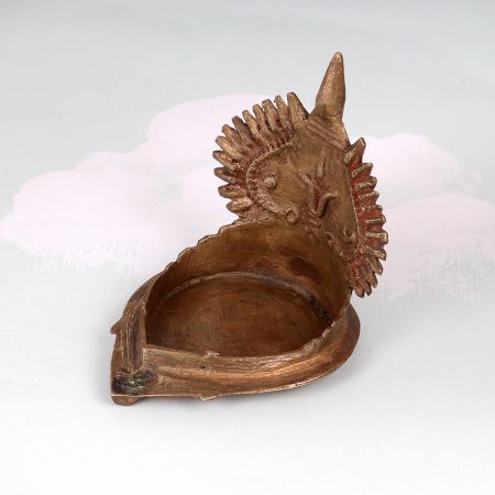 Handmade High-Quality Brass Gaja Lakshmi Oil Lamp for Rituals