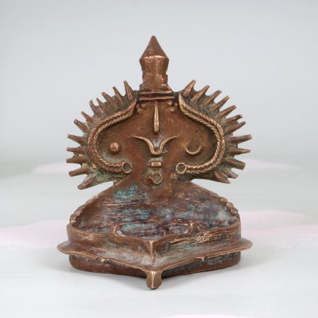 Vintage Finish Handcrafted Brass Gaja Lakshmi Oil Lamp for Decor