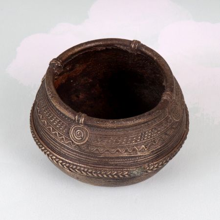 Vintage Brass Rice Measuring Bowl from Odisha for Decoration