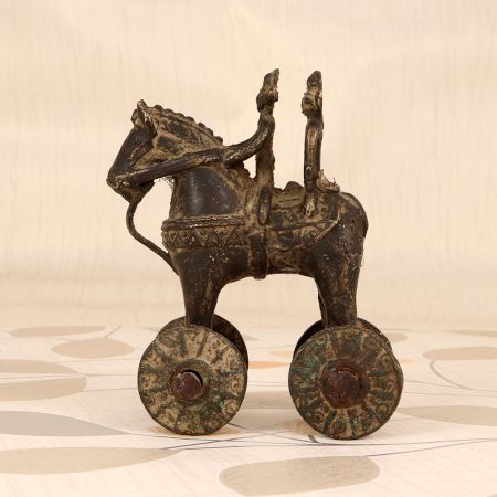 Handcrafted Finest Brass Horse with Rider in Vintage Finish