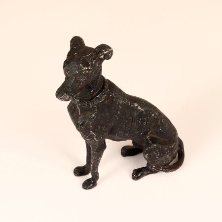 Dark Finish Metal Sitting Dog Statue for Home Decoration