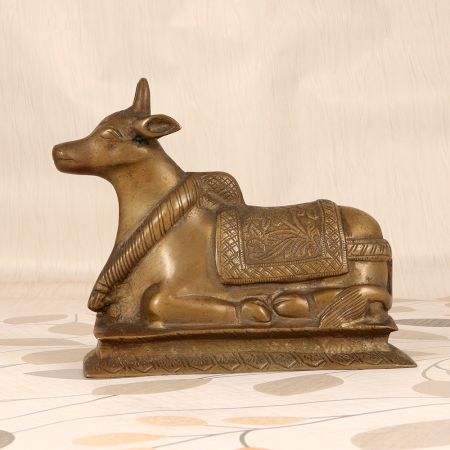 Himalayan Art Brass Lord Nandi Statue for Prayer Room