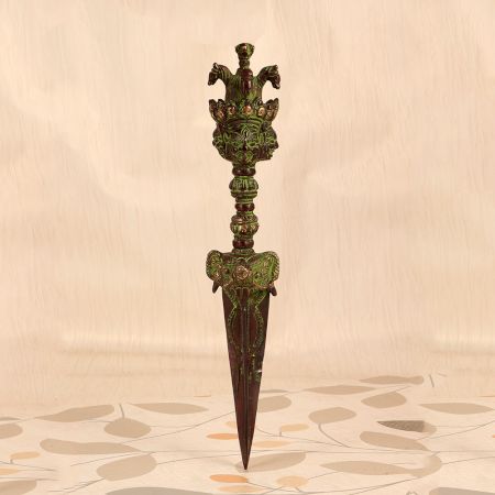 Vintage Worship Brass Phurpa in Nepalese Art for Decoration