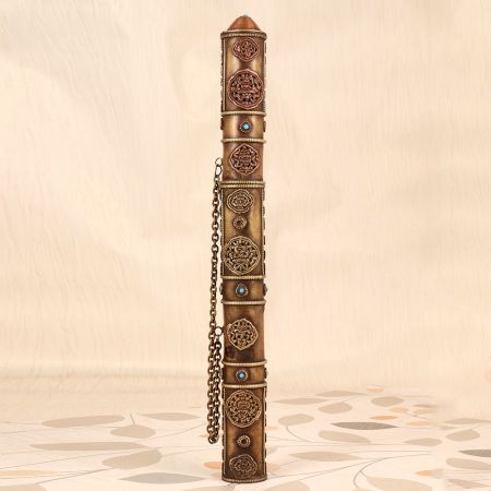 Handmade Brass Copper Cylindrical Message Box in Nepalese Art