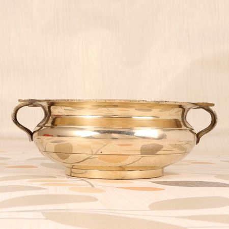 Shiny Golden Brass Handmade Urli in South Indian Art
