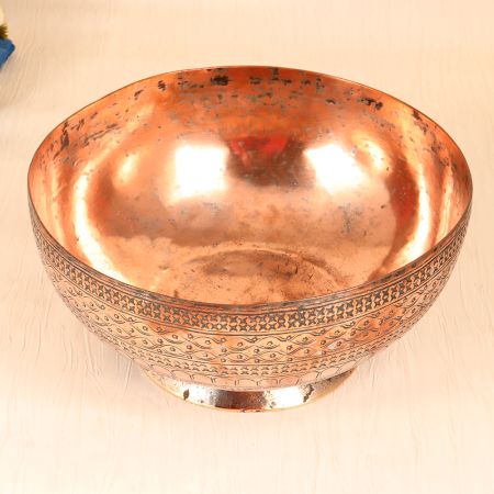 Handmade Traditional Copper Islamic Bowl with Engraving For Decor
