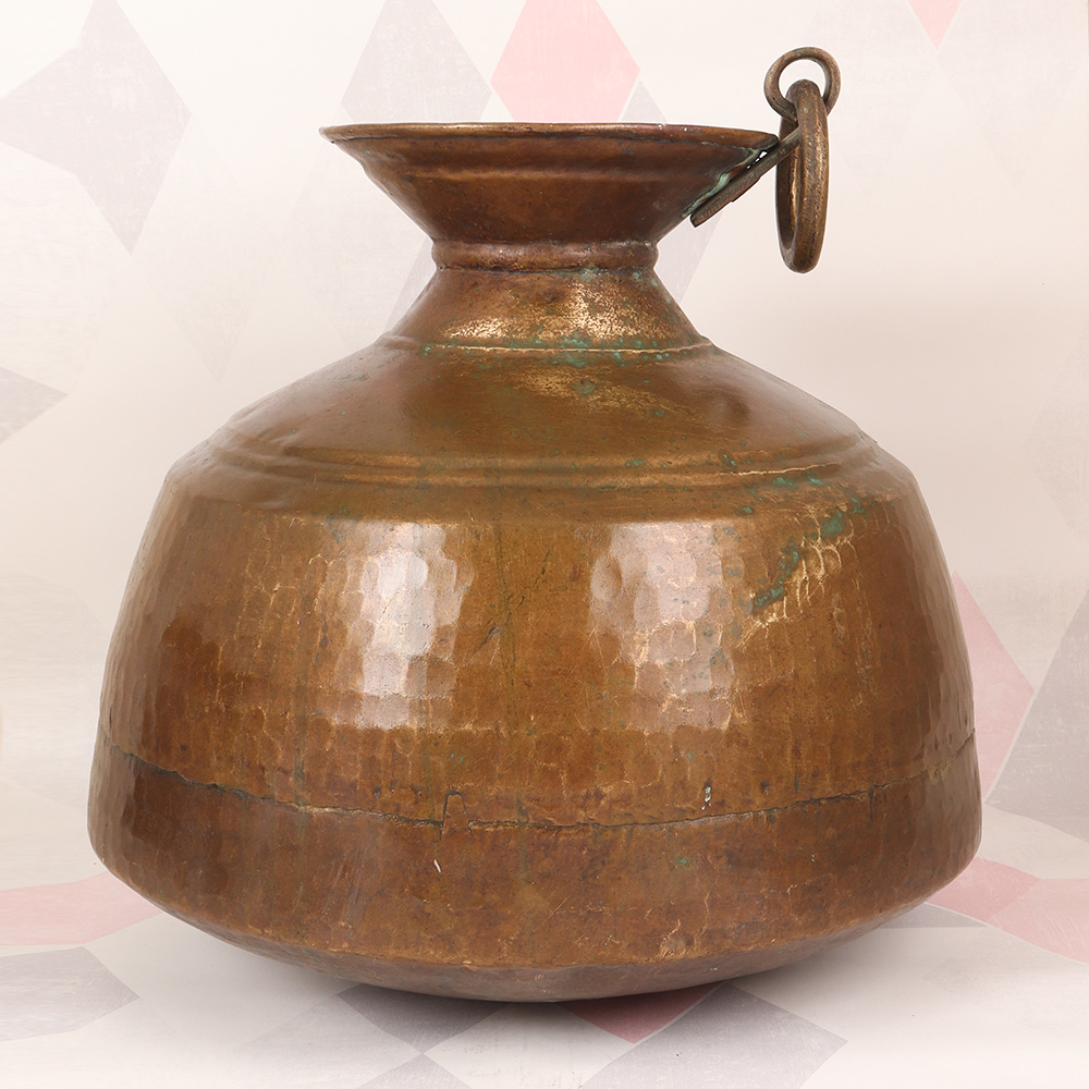 Vintage Himalayan Art Holy Brass Pot for Indoor Decoration