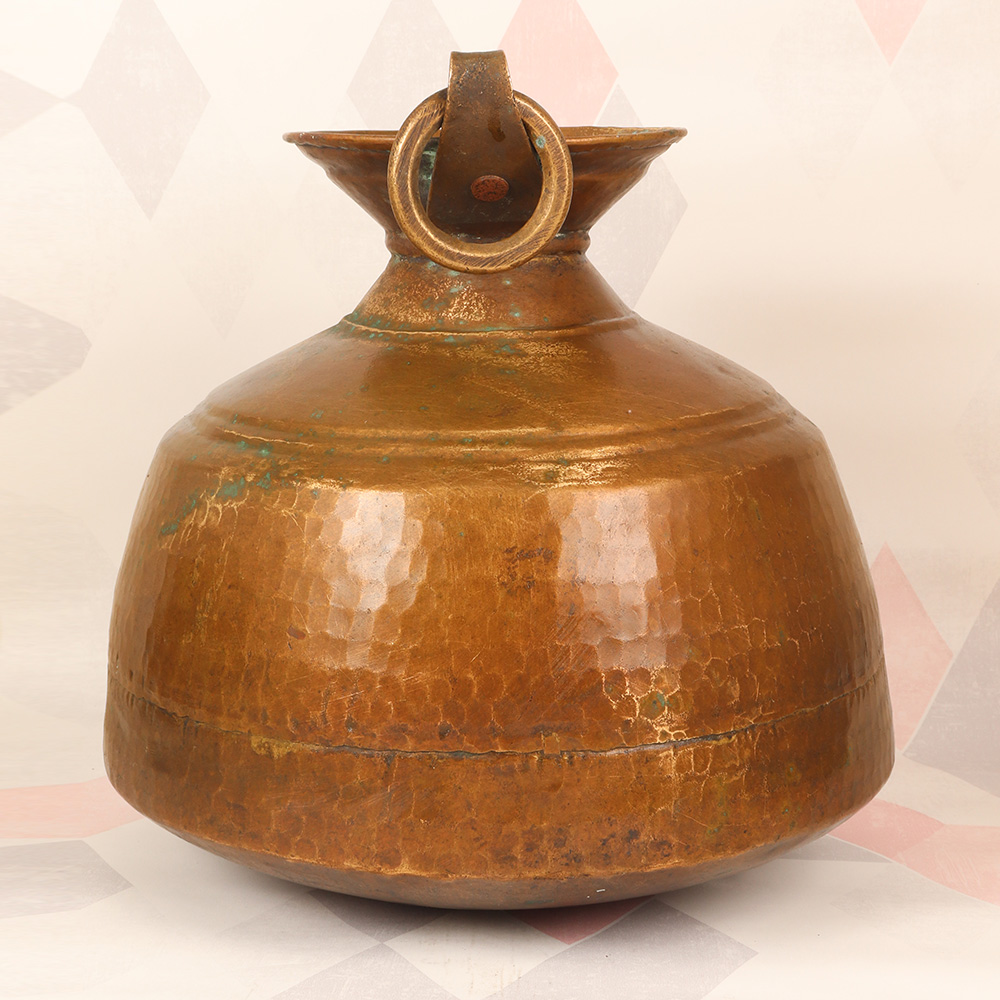 Vintage Himalayan Art Holy Brass Pot for Indoor Decoration