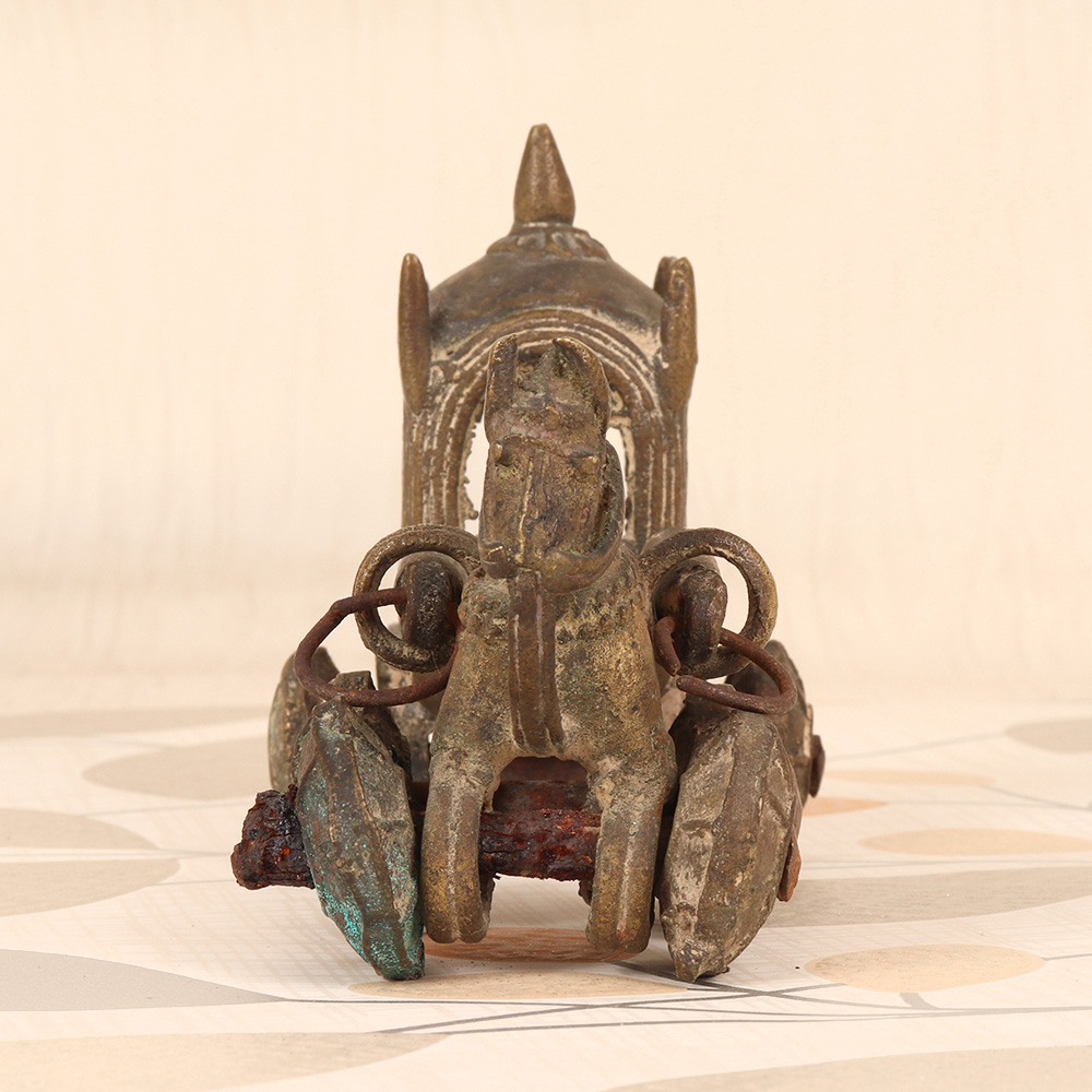 Handmade Vintage Finish Brass Horse Chariot for Decoration