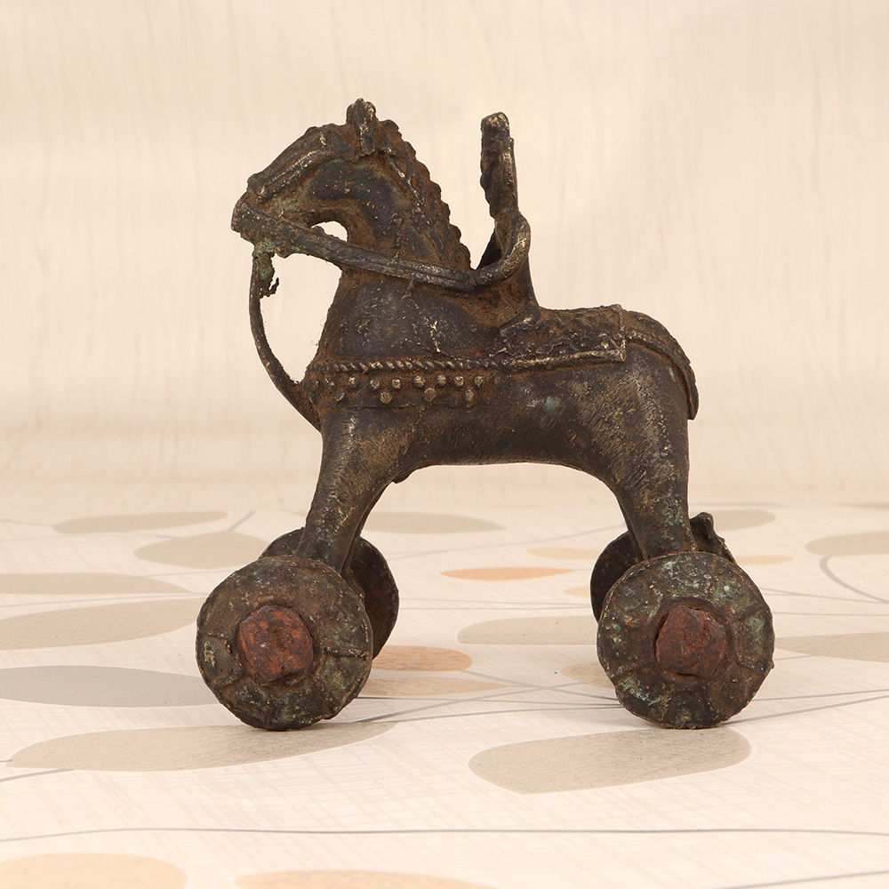 Vintage Finish Brass Horse with Rider for Home Decoration