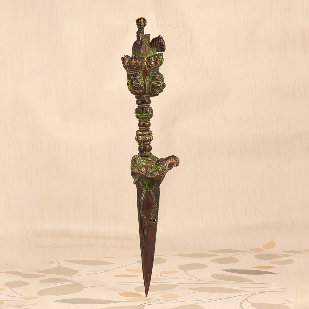 Vintage Worship Brass Phurpa in Nepalese Art for Decoration