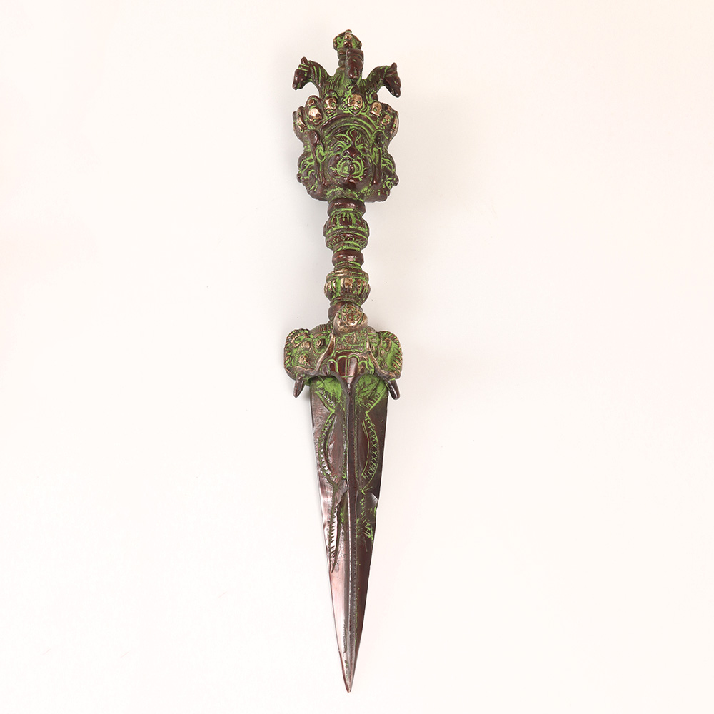 Vintage Worship Brass Phurpa in Nepalese Art for Decoration