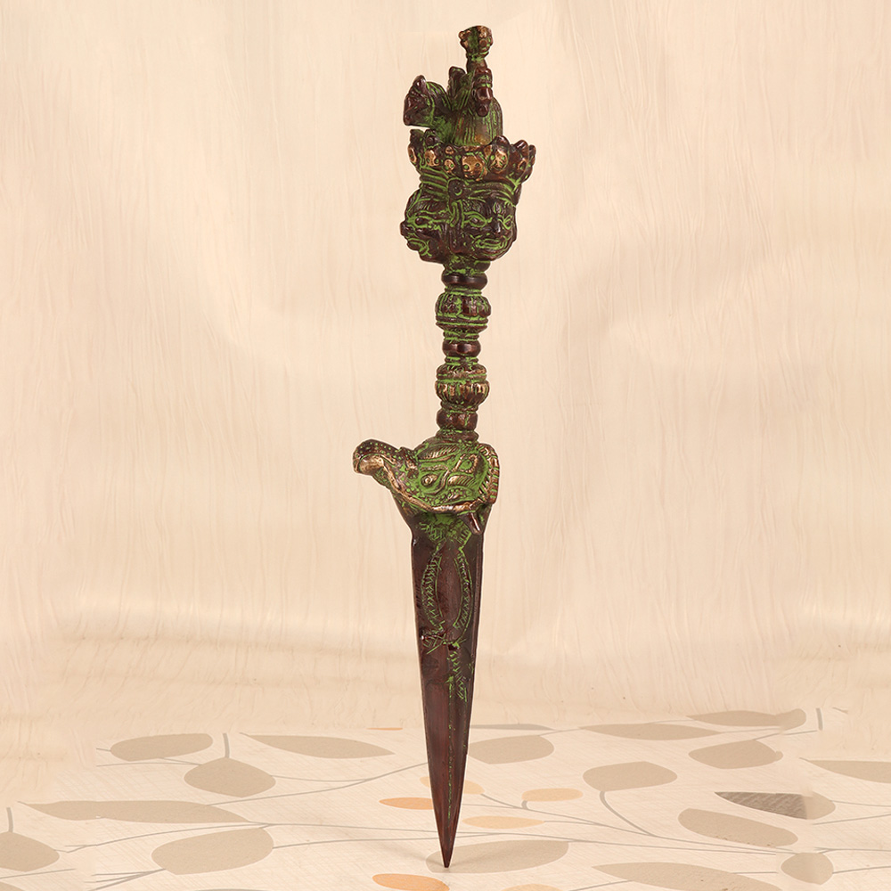 Vintage Worship Brass Phurpa in Nepalese Art for Decoration