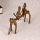 Tribal Art Vintage Brass Elephant with Two Rider for Decoration