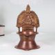 Vintage Brown Brass Gaja Lakshmi Oil Lamp for Prayer Room
